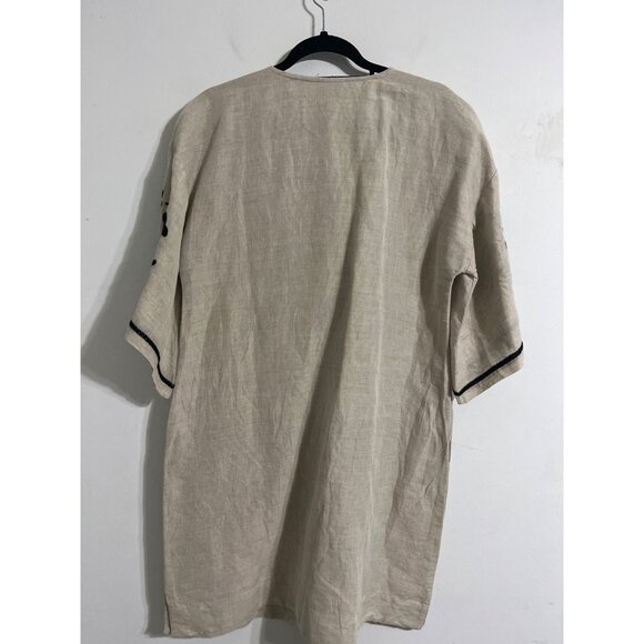 Sister Mary Ivy Jane Marta Tunic Dress Beige Black Linen Size Small - Picture 3 of 13